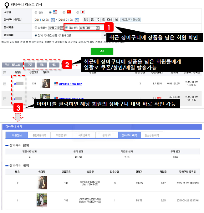 장바구니 회원분석
