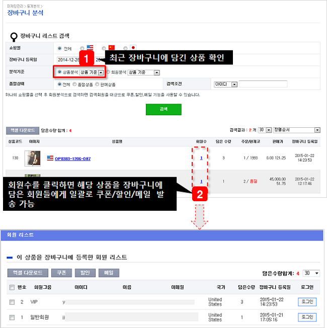 장바구니 상품분석