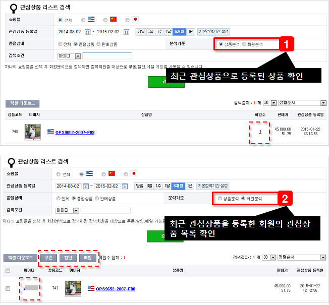 관심상품 상품및회원 분석